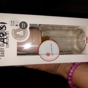 Baby Glass Bottle with Pink Cap